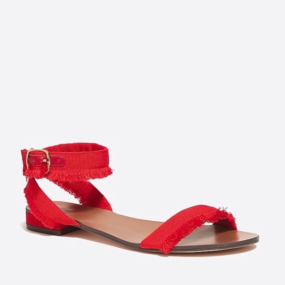 NIB J. Crew Raw Edge Grosgain Sandals